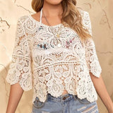 Desert Song Crochet Top BEIGE/ONE SIZE