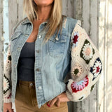 Crochet Sleeve Denim Jacket