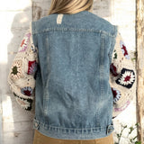 Crochet Sleeve Denim Jacket