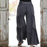 Mineral Washed Flowy Flares CHARCOAL