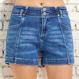 RISEN Mid Rise Double Button Shorts