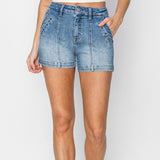 RISEN High Rise Seam Detail Shorts