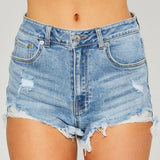 Echo Distressed Denim Shorts Light Blue