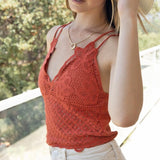 Double Strap Crochet Bralette Top BRICK