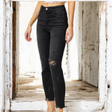 High Rise Ankle Skinnies BLACK