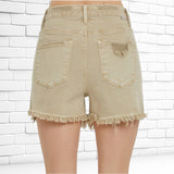 Mid Rise Distressed Denim Shorts SAND