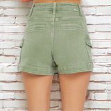 Olive High Rise Cargo Shorts
