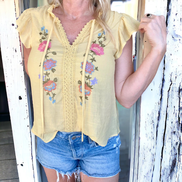 Wildflower Embroidered Top YELLOW