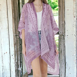 Lilac Velvet Floral Kimono ONE SIZE