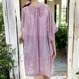 Lilac Velvet Floral Kimono ONE SIZE