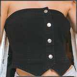 Sleeveless Denim Vest BLACK