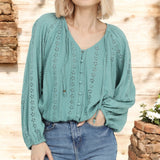 Sweet Spring Eyelet Lace Top TEAL
