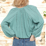 Sweet Spring Eyelet Lace Top TEAL