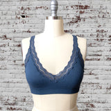 Lace Trim Padded Bralette Vintage Blue