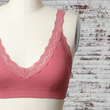 Lace Trim Padded Bralette Mauve