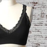 Lace Trim Padded Bralette Black
