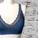 Lace Trim Padded Bralette Vintage Blue