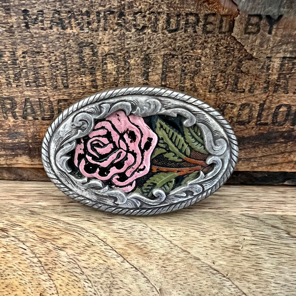 Small Vintage Dusty Pink Rose Buckle