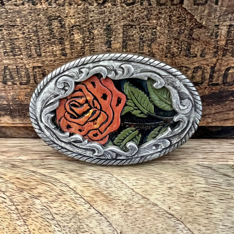 Small Vintage Rust Rose Buckle