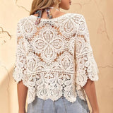 Desert Song Crochet Top BEIGE/ONE SIZE