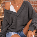 Soft & Slouchy V Neck CHARCOAL