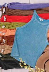 Mineral Washed Tank TURQUOISE