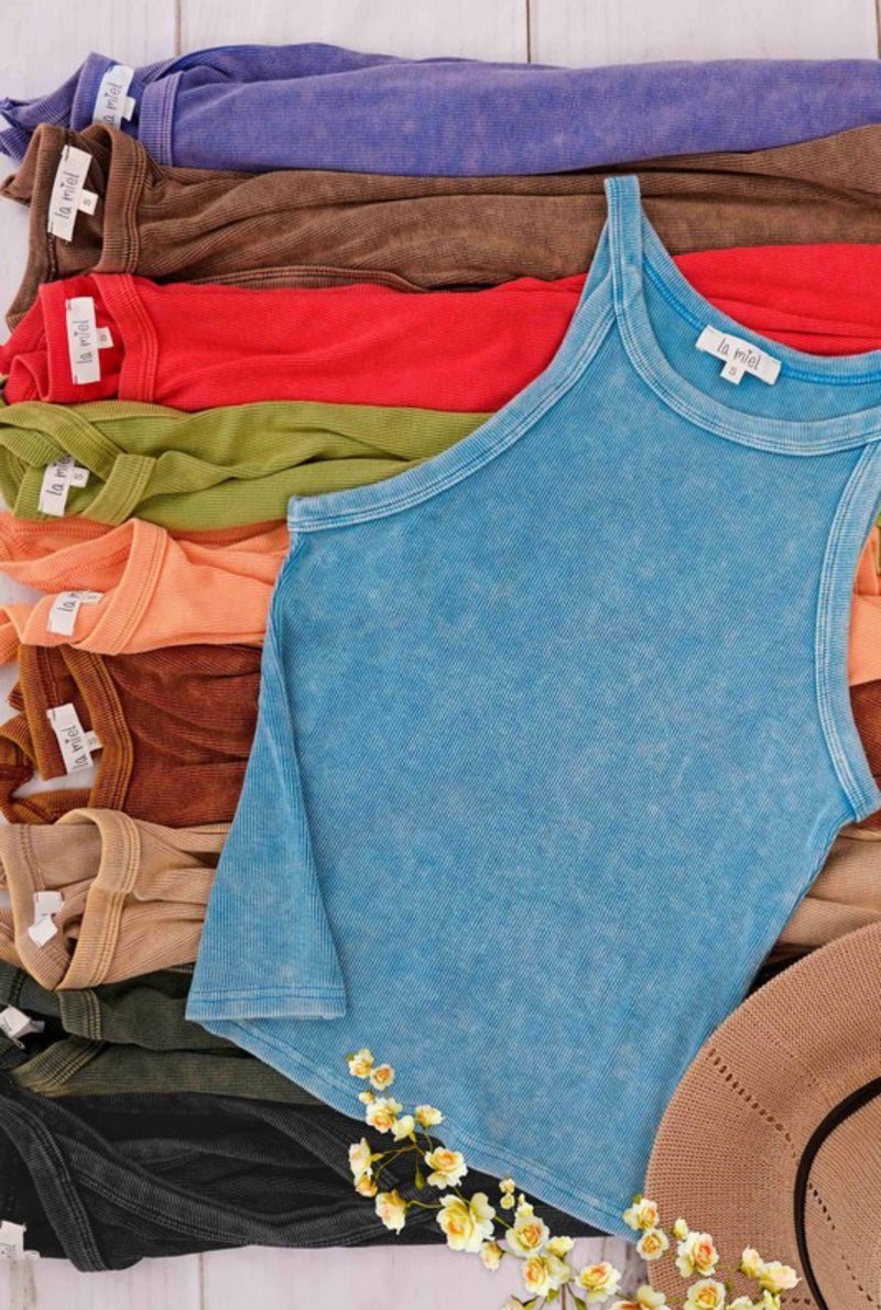 Mineral Washed Tank TURQUOISE