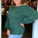 Off Shoulder Sweater FOREST