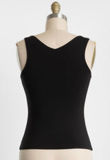 Double Layer V Neck Tank BLACK