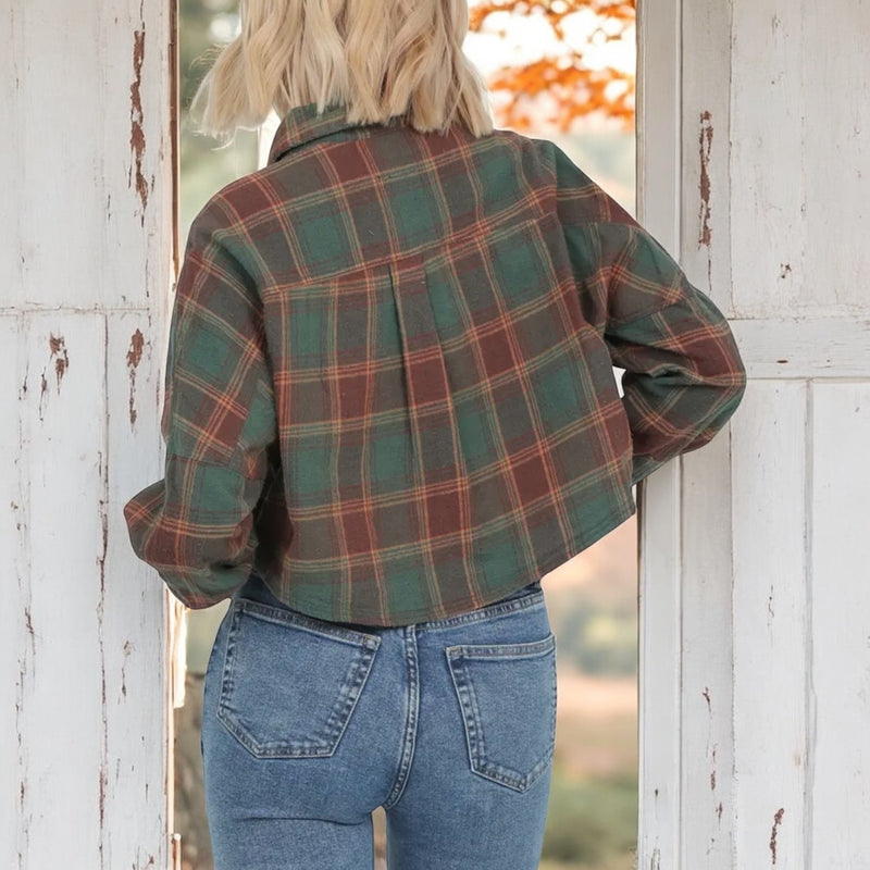 Whiskey Pines Cropped Flannel