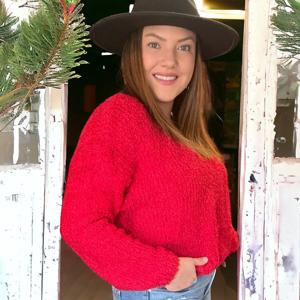 Cozy Pullover Sweater RED