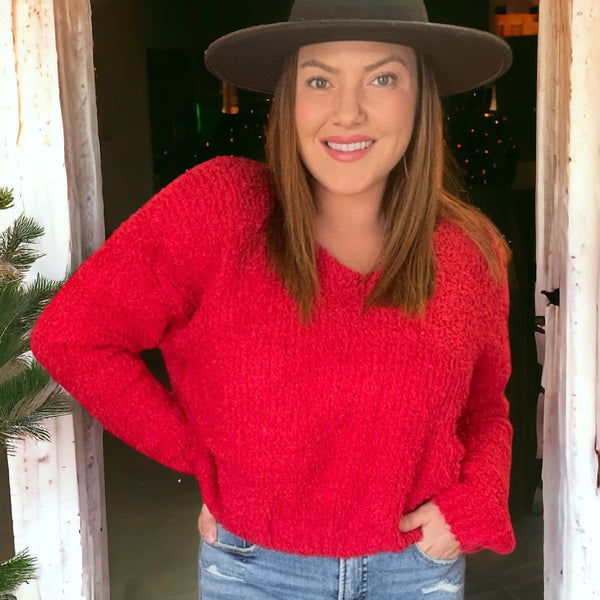 Cozy Pullover Sweater RED