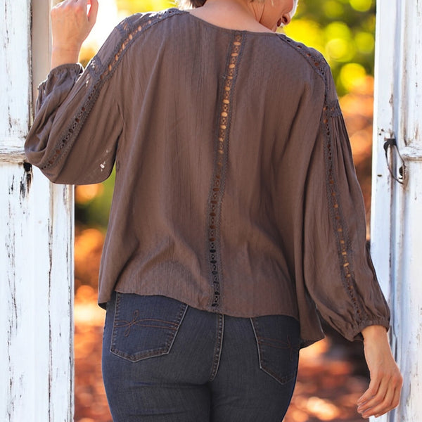 Vintage Gray Boho Blouse