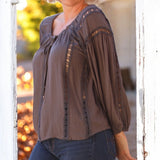 Vintage Gray Boho Blouse