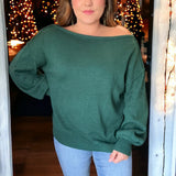 Off Shoulder Sweater FOREST