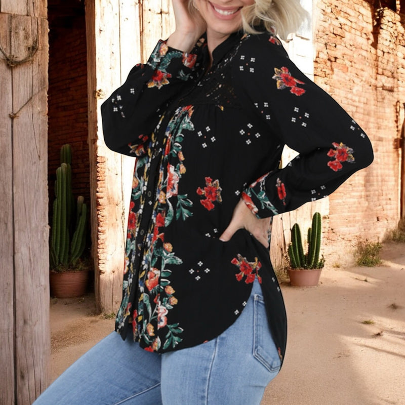 Boho Cowgirl Button Up BLACK