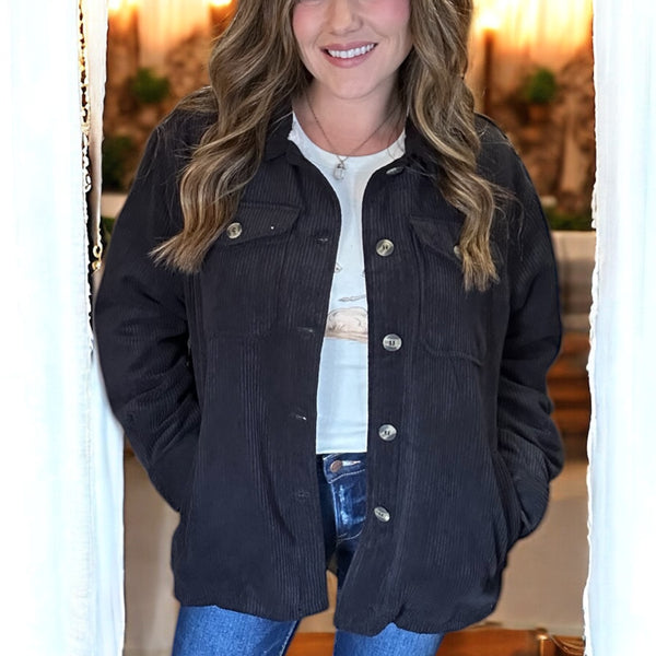 The Fireside Shacket BLACK
