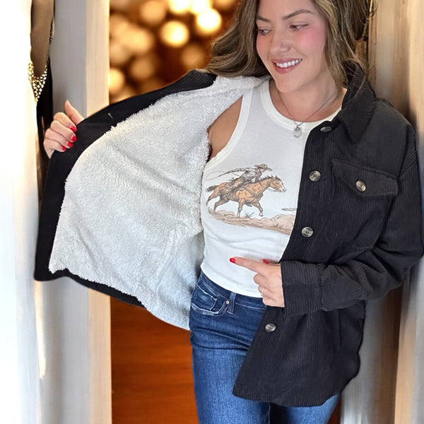 The Fireside Shacket BLACK