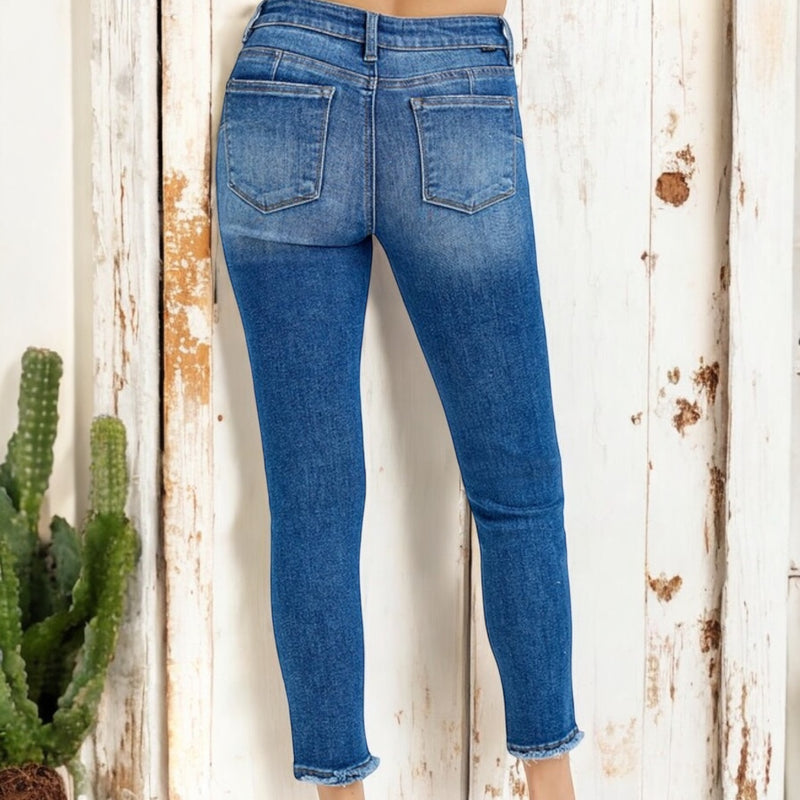 Mid Rise Tummy Control Skinny Jeans DARK