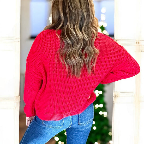 Holly Ridge Waffle Knit RED