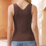 Double Layer V Neck Tank BROWN