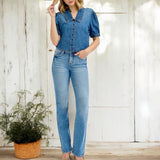 RISEN Tummy Control High Rise Straight Jeans