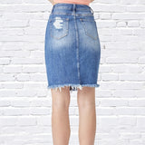 Distressed Denim Skirt