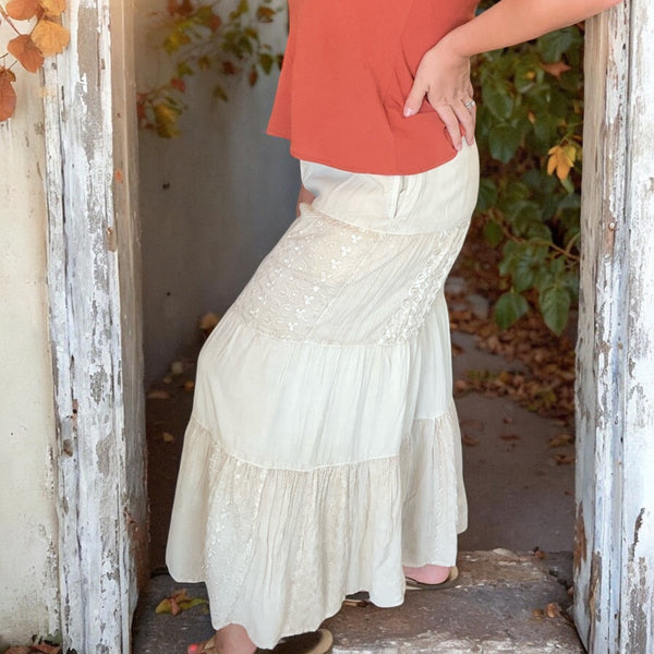 Eyelet Lace Wide Leg Pants