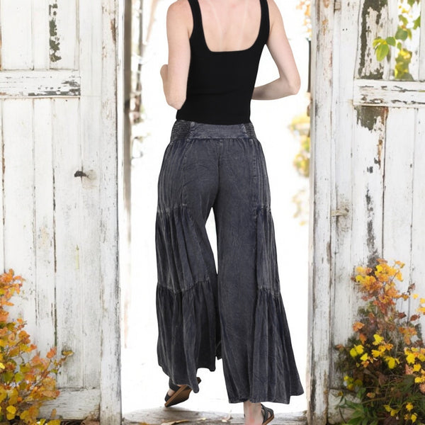 Mineral Washed Flowy Flares CHARCOAL