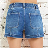 RISEN Mid Rise Double Button Shorts