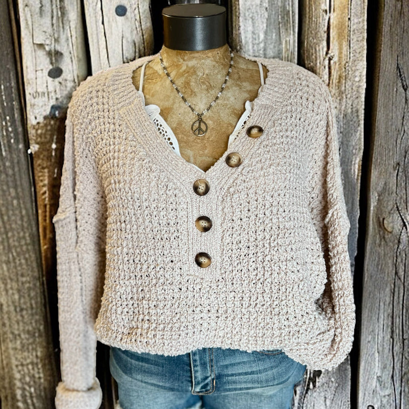 All I Want Button Front Sweater IVORY