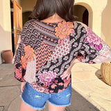 Midnight Meadow Tie Top