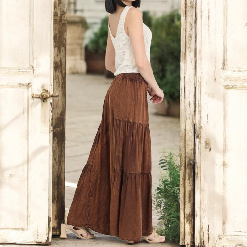 Mineral Washed Flowy Flares MOCHA