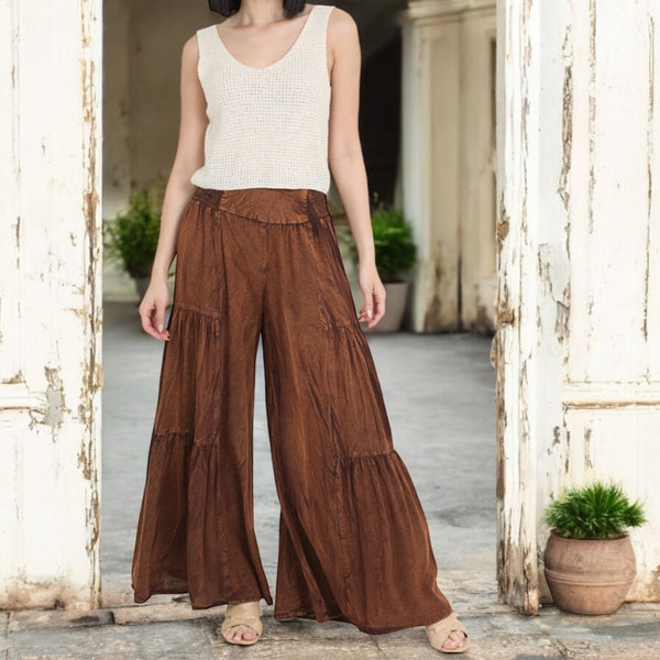 Mineral Washed Flowy Flares MOCHA